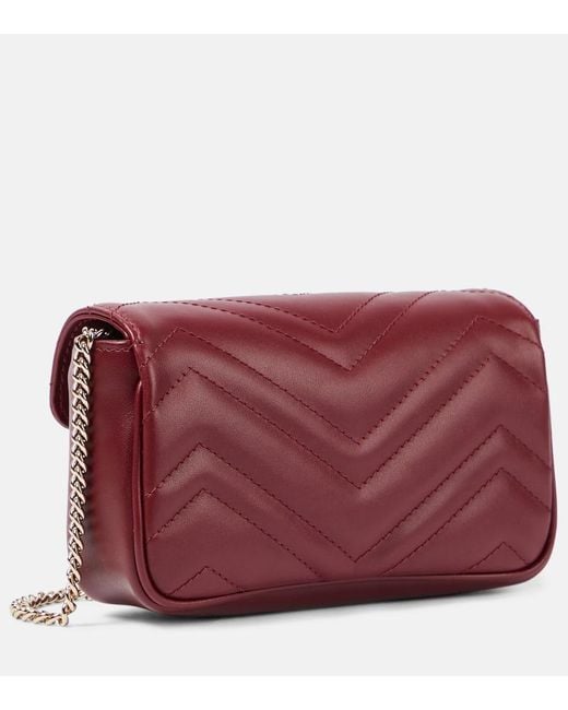 Gucci GG Marmont Super Mini Leather Shoulder Bag in Red | Lyst