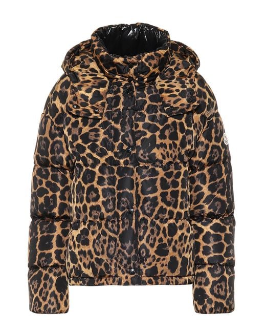 Moncler Brown Leopard-print Quilted Shell Down Jacket