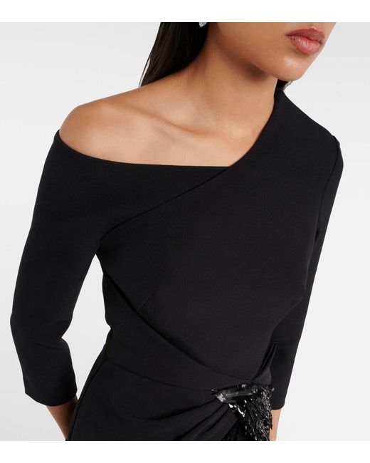 Safiyaa Black Juah Sequined Asymmetric Crepe Top