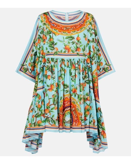 Dolce & Gabbana Blue Printed Cotton Kaftan