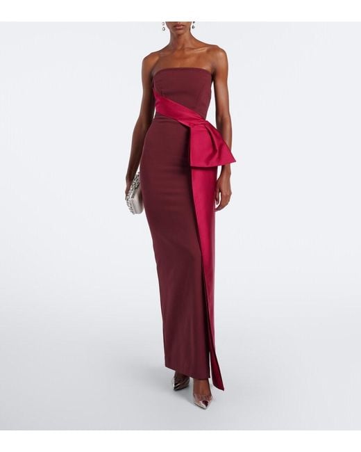 Roland Mouret Red Draped Crepe Bustier Gown