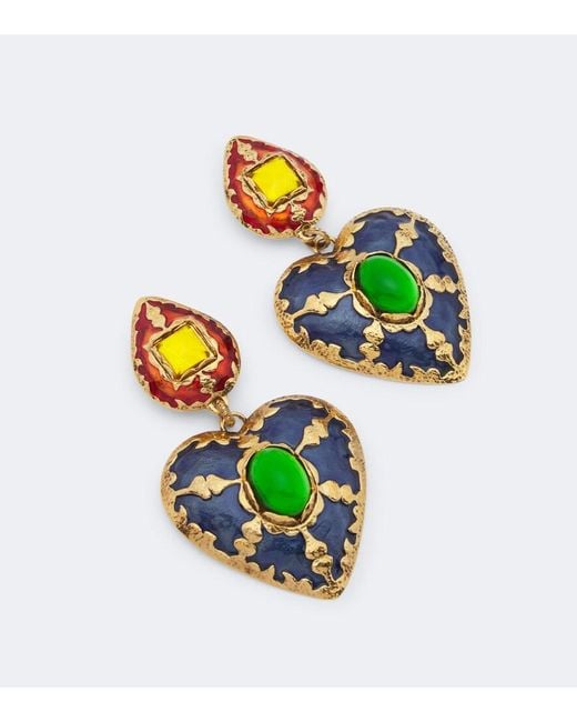 Saint Laurent Metallic Embellished Clip-On Earrings