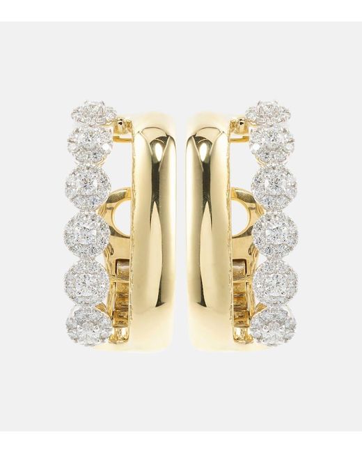 YEPREM Metallic Clip-Ohrringe Golden Strada aus 18kt Gelbgold mit Diamanten