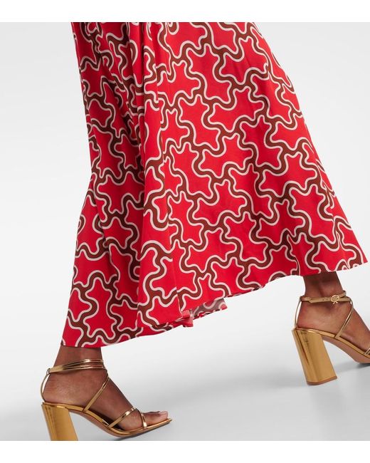 Diane von Furstenberg Red Nyck Printed Halterneck Midi Dress