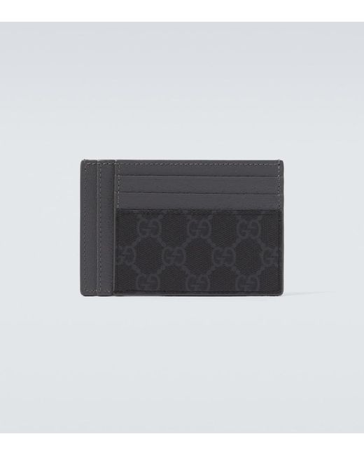 Gucci Black Gg Canvas And Leather Card Holder for men