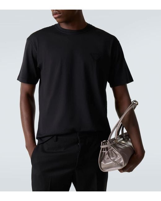 Prada T-Shirt Aus Baumwoll-Jersey in Black für Herren