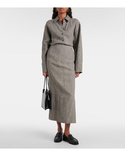 Falda larga Romilie de lino TOVE de color Gray
