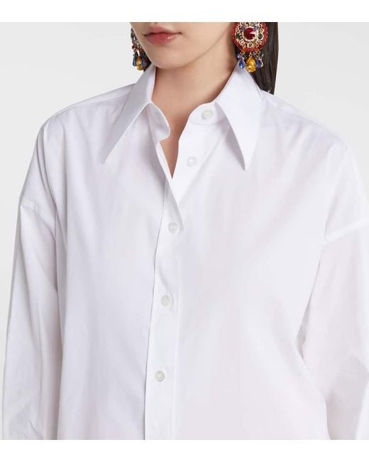 Dolce & Gabbana White Oversize-Hemd Aus Einem Baumwollgemisch