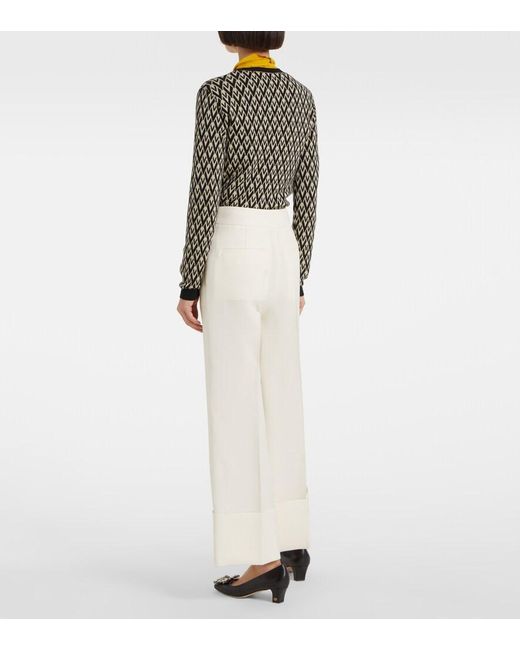 Valentino White Crepe Couture Wide-Leg Pants