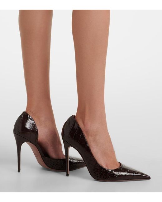 Paris Texas Brown Vera Croc-Effect Leather Pumps