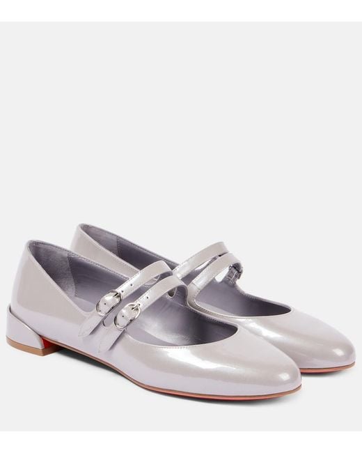 Christian Louboutin Gray Sweet Jane Patent Leather Mary Jane Flats