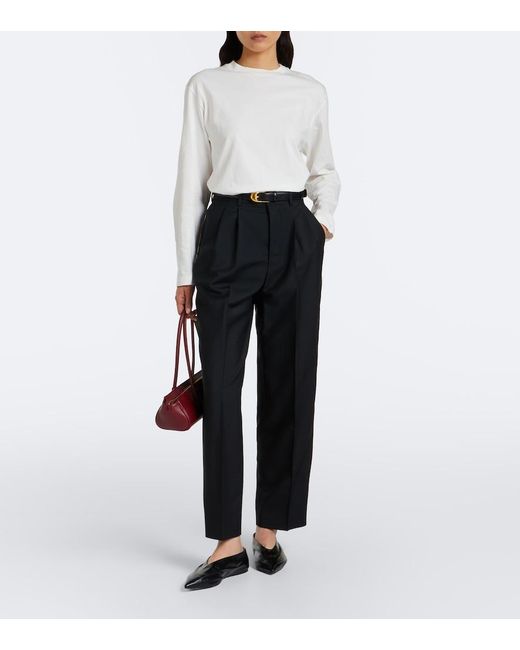 Jil Sander Black Pleated Wool And Mohair Straight Pants