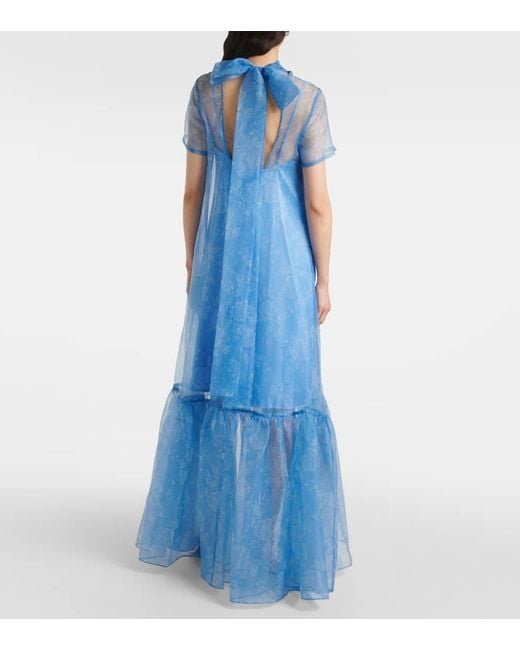 Staud Blue Calluna Floral Layered Dress