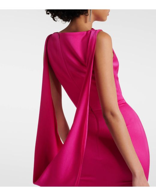 Alex Perry Pink Draped Satin Crepe Midi Dress