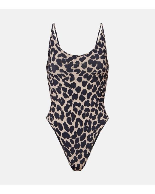Maillot De Bain A Motif Leopard Balmain en coloris Black
