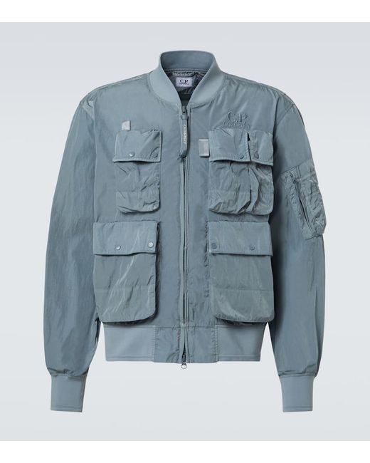 C P Company Blue Chrome-R Bomber Jacket for men