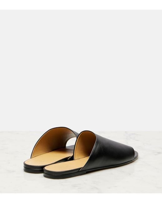 The Row Black Signum Leather Slides