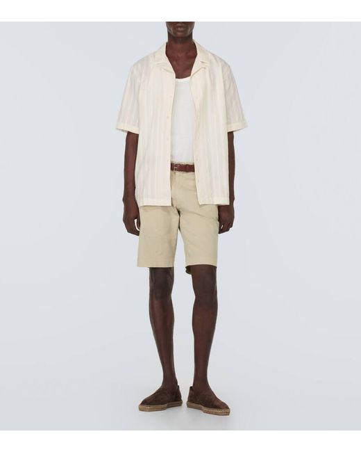 Camisa bowling de algodon a rayas Sunspel de hombre de color White