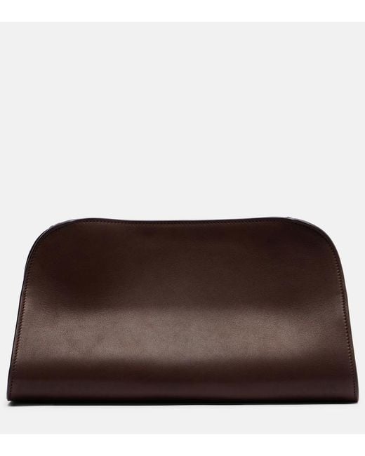 The Row Brown Peggy Medium Leather Clutch