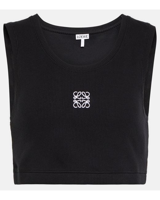 Crop top de jersey con anagrama Loewe de color Black