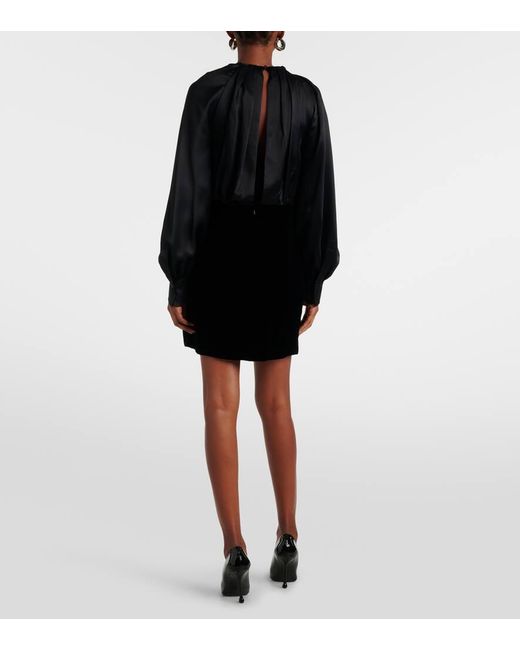 Max Mara Black Zarella Velvet And Satin Minidress