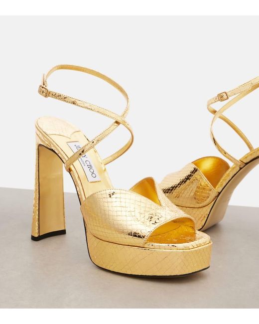 Sandali Con Plateau Karli 125 di Jimmy Choo in Metallic