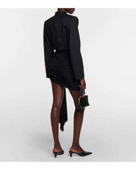 Christopher Esber Black Arched Palm Sash Miniskirt
