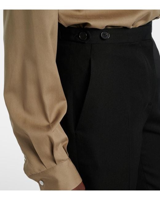 The Row Blue Gerade Mid-Rise-Hose Jesse Aus Wolle