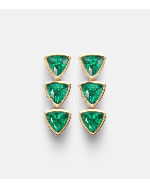 Anita Ko Green 18Kt Drop Earrings With Emeralds