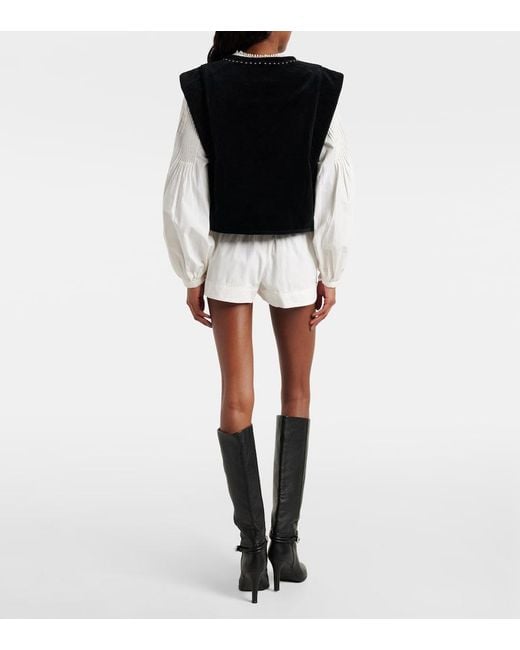 Isabel Marant White Cybila Gathered Cotton Shorts