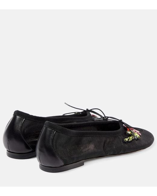 Simone Rocha Black Bow-Detail Embellished Ballet Flats