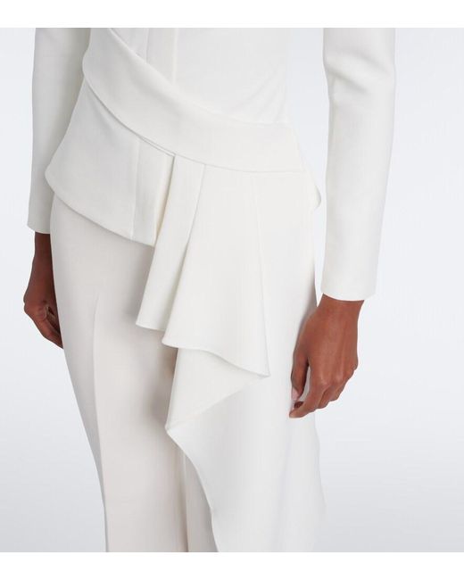 Roland Mouret White Asymmetric Off-Shoulder Crepe Jacket