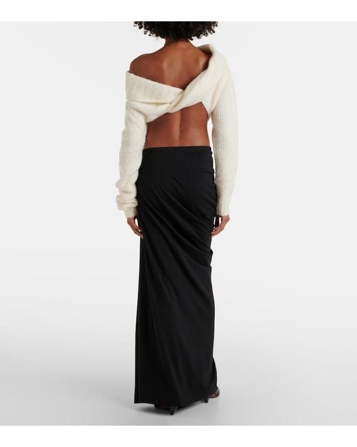 Christopher Esber White Off-Shoulder Boucle Sweater