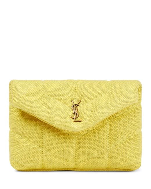 Saint Laurent Loulou Puffer Canvas Clutch in Yellow