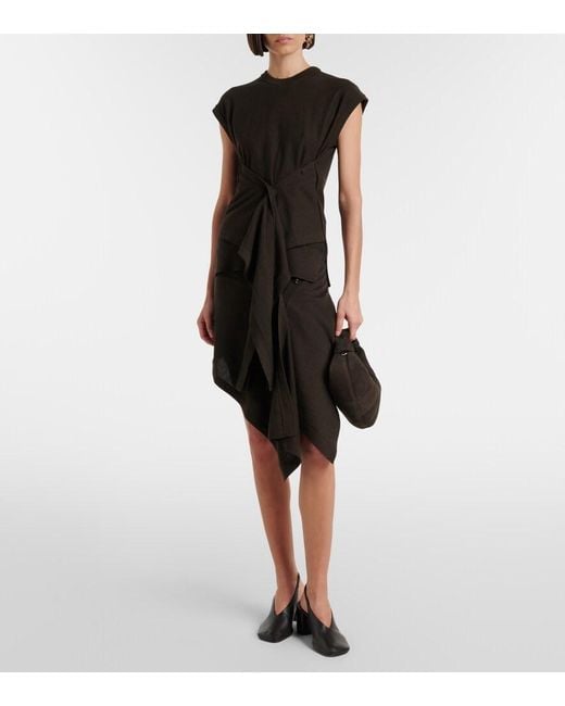 Lemaire Brown Asymmetric Wool-Blend Miniskirt
