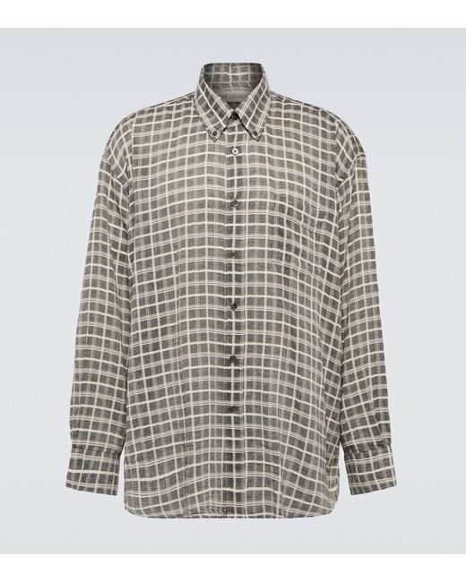 Our Legacy Gray Borrowed Bd Checked Shirt for men