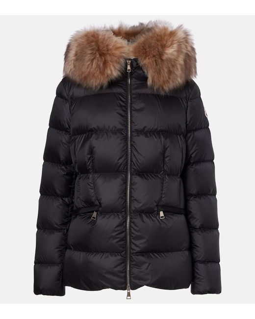 Moncler Black Boed Shearling-Trimmed Down Jacket