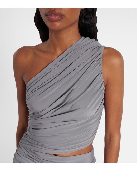 Alaïa Gray Cut-Out Draped Stretch-Woven Maxi Dress