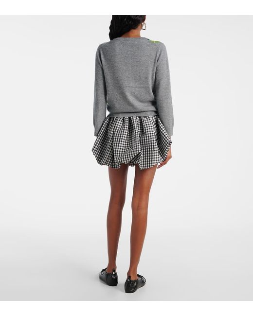 Ganni Pink Argyle Wool And Cashmere Cardigan