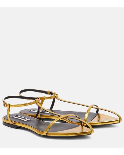 Jil Sander Brown Metallic Leather Sandals