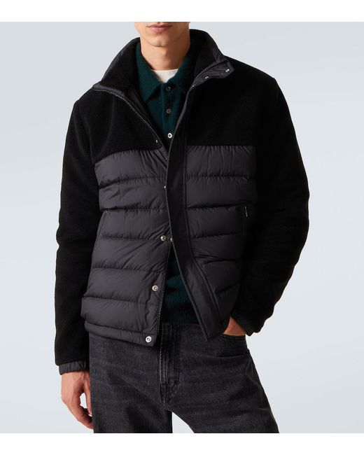 Moncler Black Mistral Down-Paneled Teddy Jacket for men
