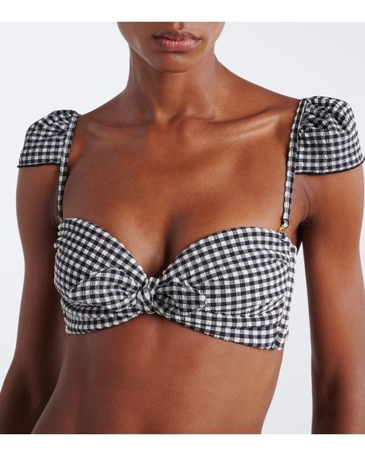 Montce Blue Cabana Gingham Seersucker Bikini Top