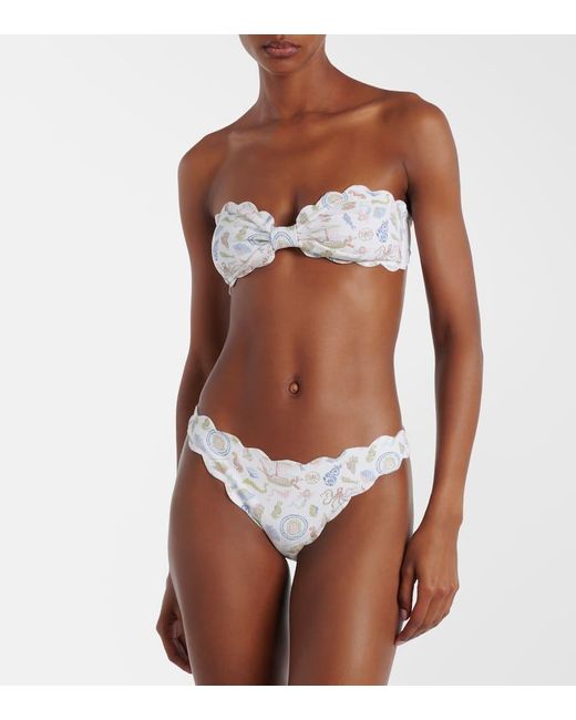 Marysia Swim White Antibes Scalloped Bandeau Bikini Top