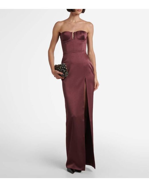 Alex Perry Purple Crepe Satin Bustier Gown