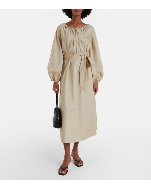 Vince Natural Belted Cotton Poplin Midi Dress