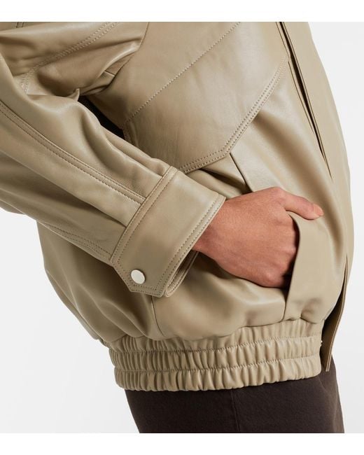 Nour Hammour Brown Ariste Leather Bomber Jacket
