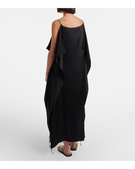 The Row Black Kylo Ruffled Silk Maxi Dress