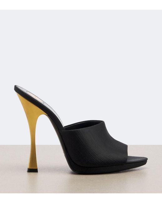 Saint Laurent Black Leon Satin Mules