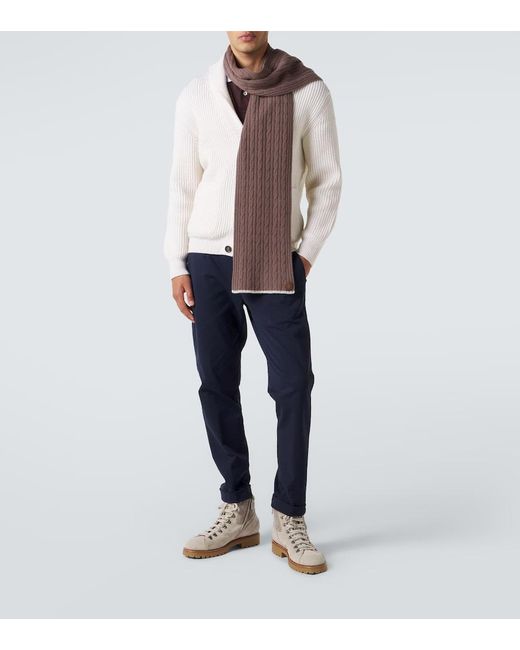 Eleventy Brown Cable-Knit Cashmere Scarf for men