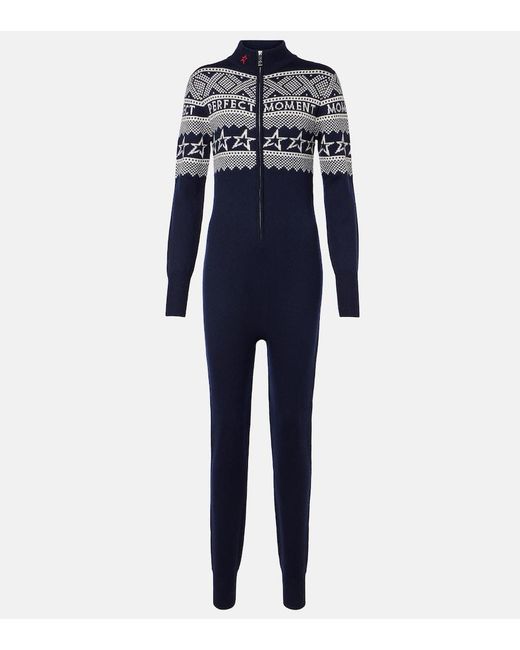Perfect Moment Blue Wool Intarsia Bodysuit